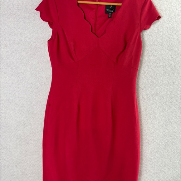 Adrianna Papell Dresses & Skirts - Adrianna Papell Bright Red Scallop-Trim Midi Dress Size 6